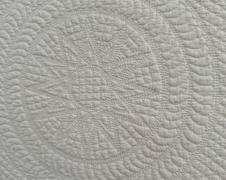 D23 - $50. Hand Quilted Art Decor. Off White. Some blemishes and off coloring. See all photos. Measures 32" square.