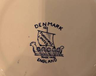 D87 - $100. Denmark Furnivals Limited. Set includes 6 Dinner Plates, 6 Bowls, 6 Berry Bowls 6 Salad Plates, 4 Bread Plates, Salt & Pepper & Gravy Boat