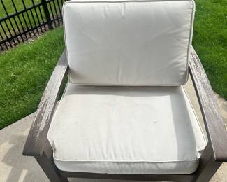 D38 - $750. Pottery BarnSofa Patio Set. *All pieces are sturdy*. Includes 2 Chairs. 1 Coffee Table. 1 side table. Sofa. All pieces are sturdy. Cosmetic damage includes paint coming off most of the collection. The sofa is in the best condition of the set as far as any missing paint goes it's only seen slightly on the front arms. As the rest of the set has more noticeable loss. Please see all photos. Was used on covered patio.