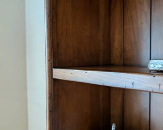 D52 - $550. *Large* Step Back Buffet Cabinet. Solid wood - great construction. Assembled it measures 64.5"W x 18.75"D x 81.75" Tall. Moves in two pieces for easy transport. Top Shelves are fixed. Shelves in the bottom piece are adjustable.
