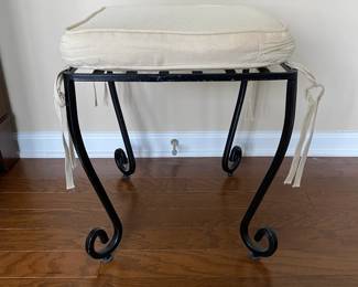 D32 - $40. Iron Vanity Seat with Cushion. Measures 16" square x 16.5" tall.