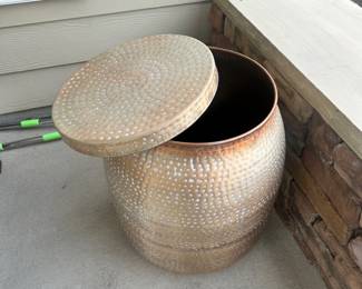 D39 - $40. Hammered Copper Storage. Good condition. 16"D x 22"T