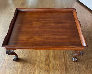 D82 - $95. Century Furniture Coffee Table w/ Clawfeet. In very good condition. Top has light surface scratches. Measures 42"w x 32"D x 18.25"T