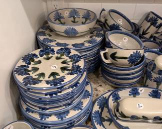 D41 - $650 for all PRESALE. Louisville Stoneware. Or we will split the set when shoppers start coming. 11 Dinner Plates. 5 Salad Plates. 9 Bread Plates. 9 Cereal Bowls. 4 Soup Bowls. 9 Mugs, 1 - 8"Round, 1- 7 x 9 oval dish /bowl , 1 - 11 x 12 oval serving plater, S & P Set , 5-6-8" Canisters w lids, 7' Canister w no lid, 1 - 8x11 Casserole Dish w lid , 1 - 10x12 casserole w no lid, 1 - 9" Serving Bowl, 1, 11" Serving Bowl, 1 - 7" Pitcher, Sugar dish, 2 Misc Bowls, Butter Dish w/ cover, and Divided Dish