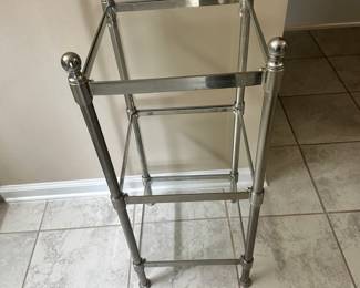 D30 - $75. Pottery Barn "Evergreen Floor Storage Cabinet". Measures 12" square x 31" tall.
