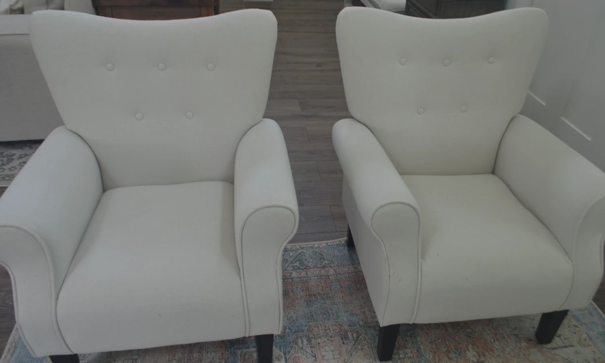 White fabric chairs
