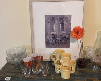 Art Decor, Fiesta Mugs, Fire King and Liquor items