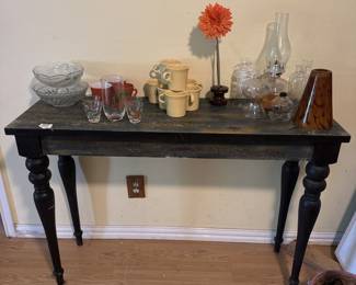 Console Table, Fiesta Mugs, Fire King and Hurricane Miscellaneous Items