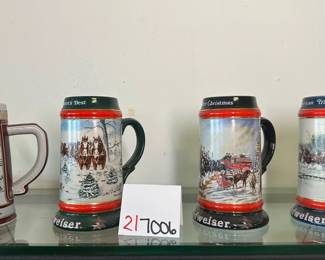 Set of 4 Budweiser Christmas Mugs