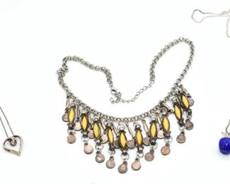 3 Silver tone necklaces