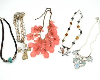 5 necklaces various styles and lengths