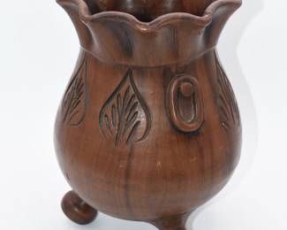 brown footed pottery vase