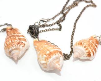 seashell necklace and earrings
