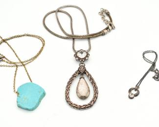 3 Silver tone necklaces