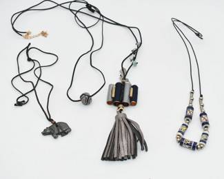 4 black cord necklaces-various styles and lengths