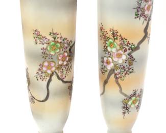 pair of Ucagco hand painted bud vases