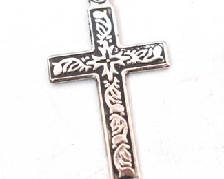 silver tone cross necklace