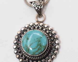 silver tone turquoise pendant