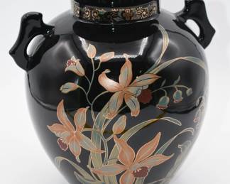black, peach, and gold vase-Japan
