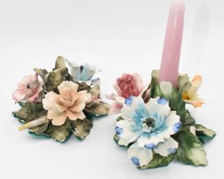 pair of 3D flower candleholders