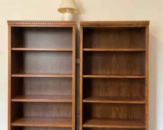 Twin Bookshelves With Lamp