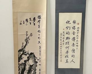 Asian Hanging Scrolls And Sword