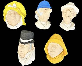 Vintage Chalkware Heads Bosson Style 5x