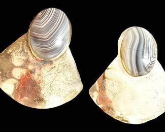 Silver Southwestern Earrings with Agate