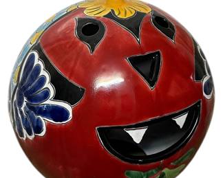 Talavera Mexican Pottery Halloween Pumpkin