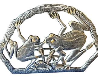 Pewter Frog Garden Hose Holder