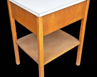 Mid Century Wood End Table with Formica Top