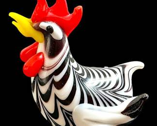 Miniature Blown Glass Rooster Figurine