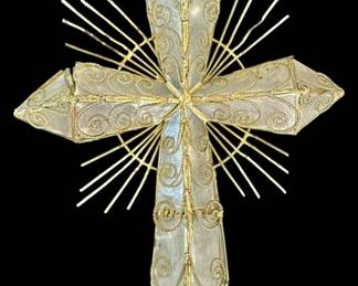 Vintage Capiz Shell Mother of Pearl Cross