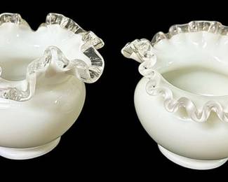 White Milk Glass Ruffle Bowls