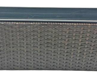 2x Black Rattan Long Planters