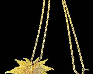 Monet GoldTone Dipped Leaf Long Necklace