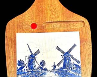 Vintage Delft Blue Tile Cheese Board