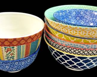 Mixed Print Ceramic Soup Bowls