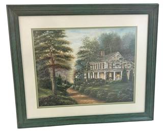 Country House Print in Green Frame