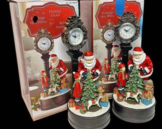 Tall Santa Holiday Clocks in Original Boxes