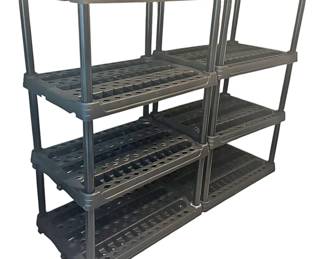 Two Black Plastic Storage Shelves