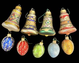 Embellished Glass Christmas Eggs Bells