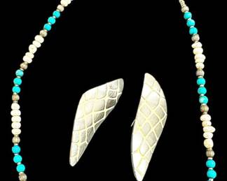 SilverTone Earrings Southwest Necklace