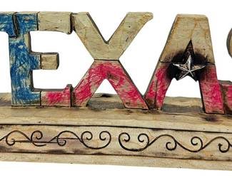 Rustic Texas Spell Out Shelf Decor