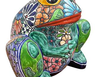 Amora Mexican Talavera Pottery Frog Planter