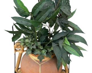 Terracotta Planter on Stand w Faux Plants