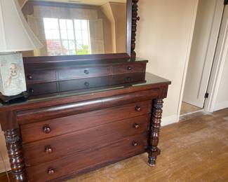 $160 Mirror-topped antique dresser. 54”W x 24.5”D x 43”H - 72”H to top of mirror.