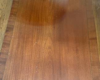 Another view of the pedestal based coffee table.
