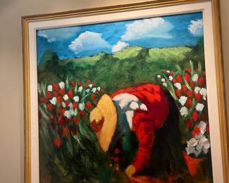 $4200. Pierce Milholland "Tulips" 41" x 41.5".