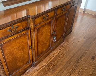 $460 Antique buffet/sideboard 72.5” W x 15” D x35” H. The buffet has four drawers and four cabinets.